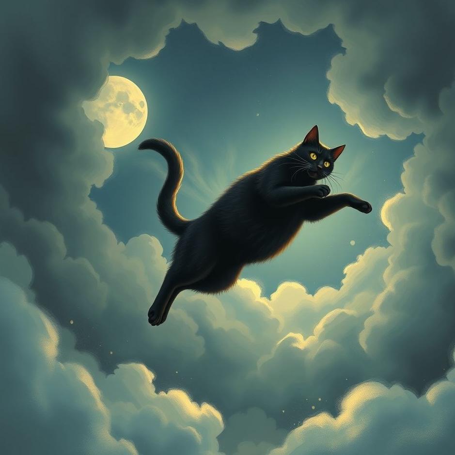 Dream : Black cat jumping in a dream