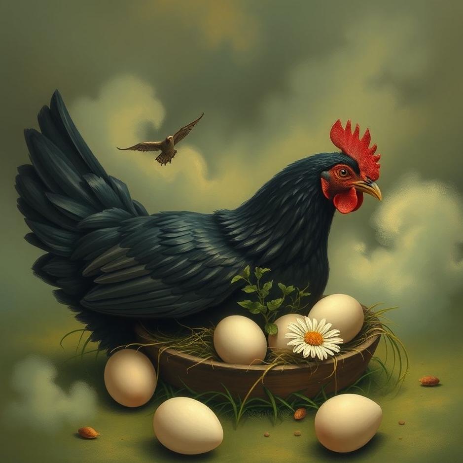 Dream : Black chicken laying eggs in a dream