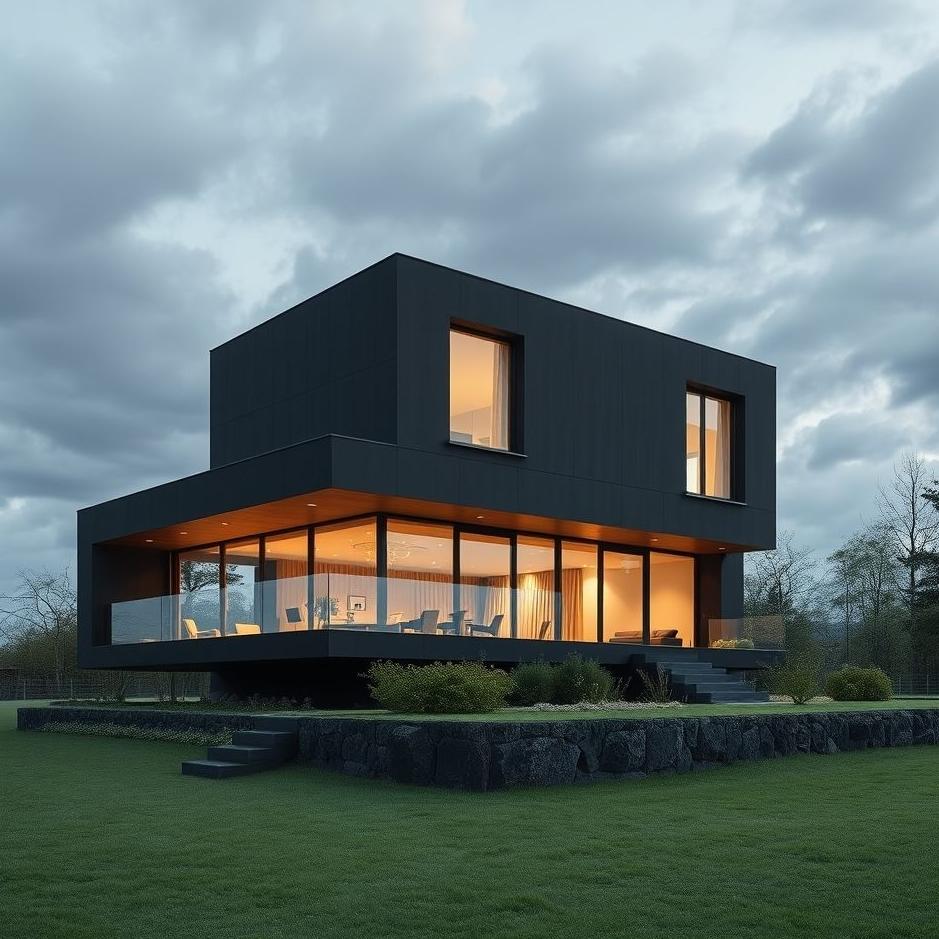 Dream : Black concrete house in a dream