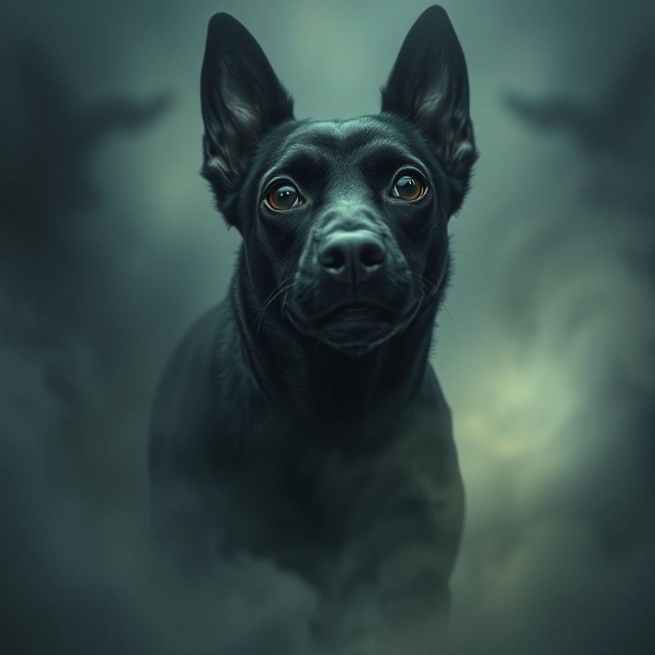 Dream : Black dog afraid in a dream