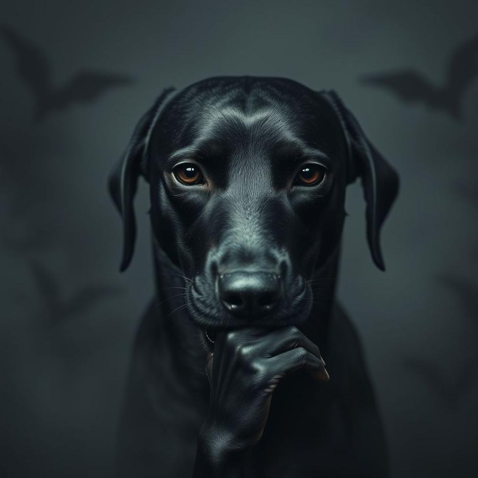 Dream : Black dog biting his finger in a dream
