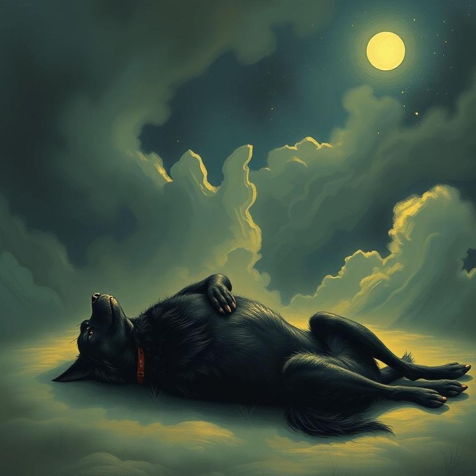 Dream : Black dog dying in a dream