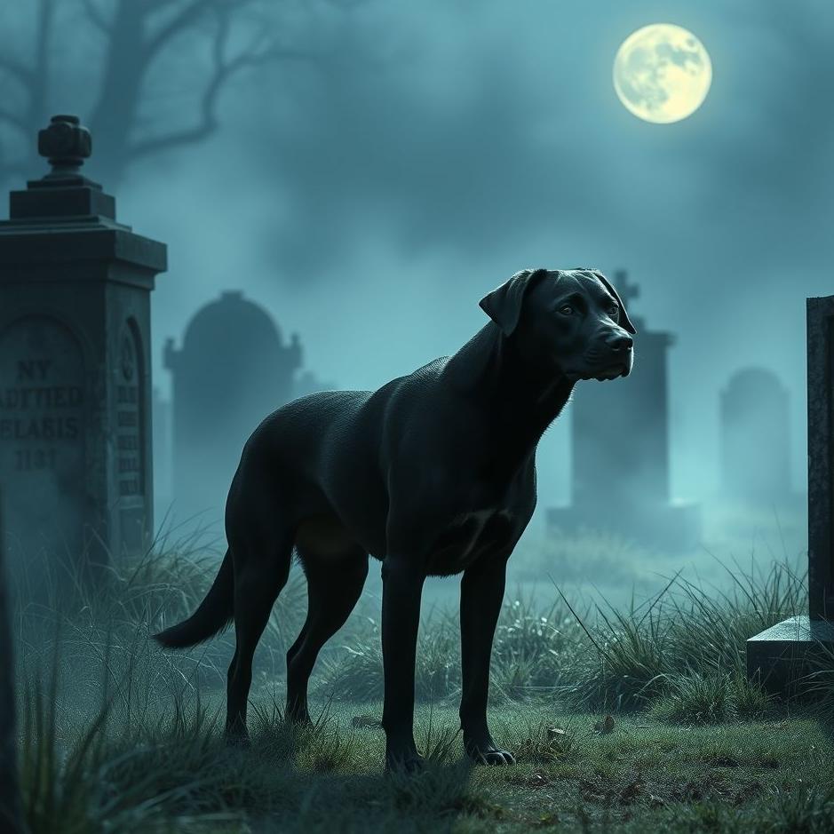 Dream : Black dog in a cemetery in a dream