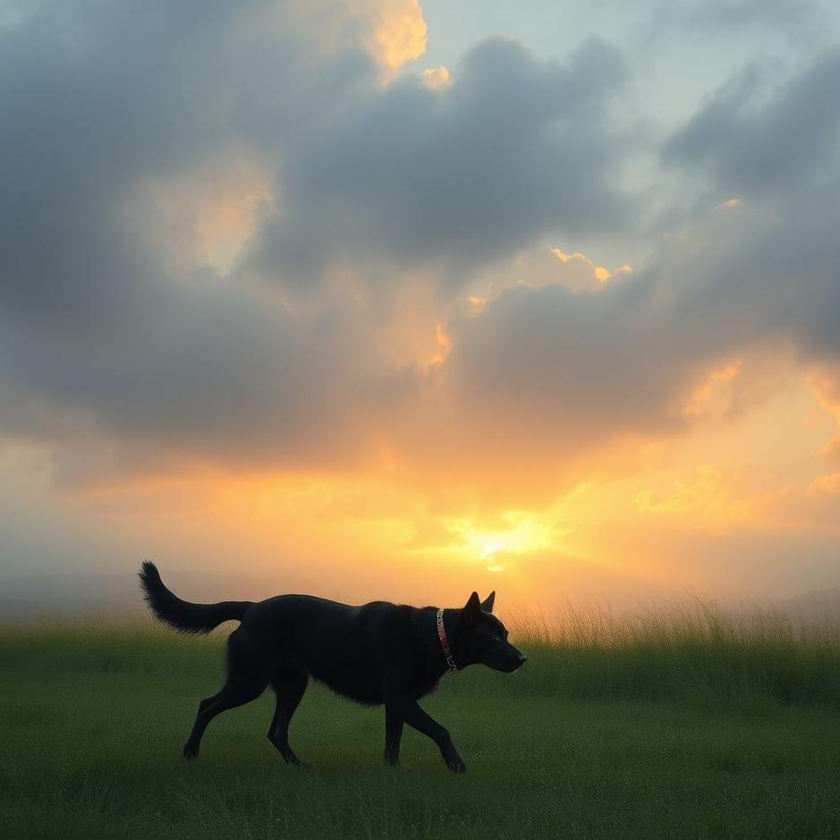 Dream : Black dog walking in a dream