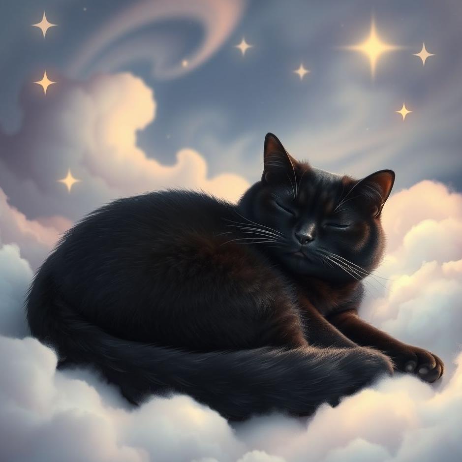 Dream : Black fat cat in a dream