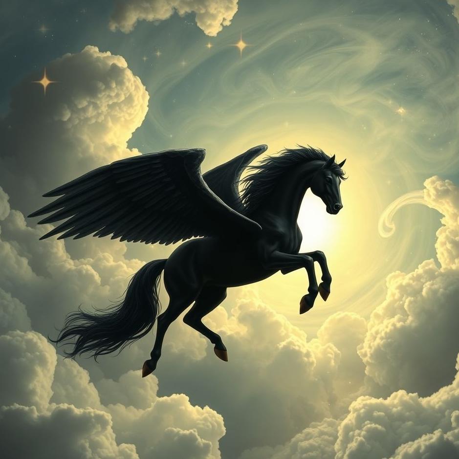 Dream : Black flying horse in a dream