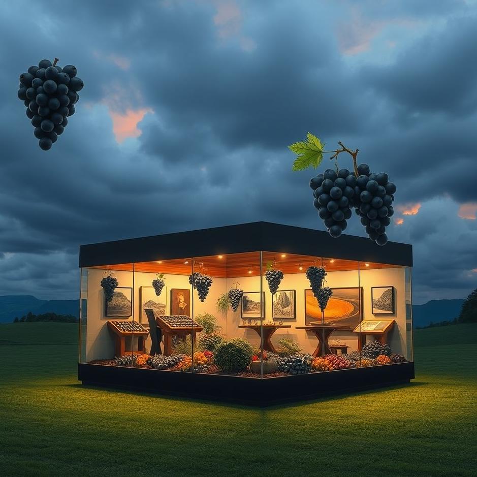 Dream : Black grape exhibition in a dream