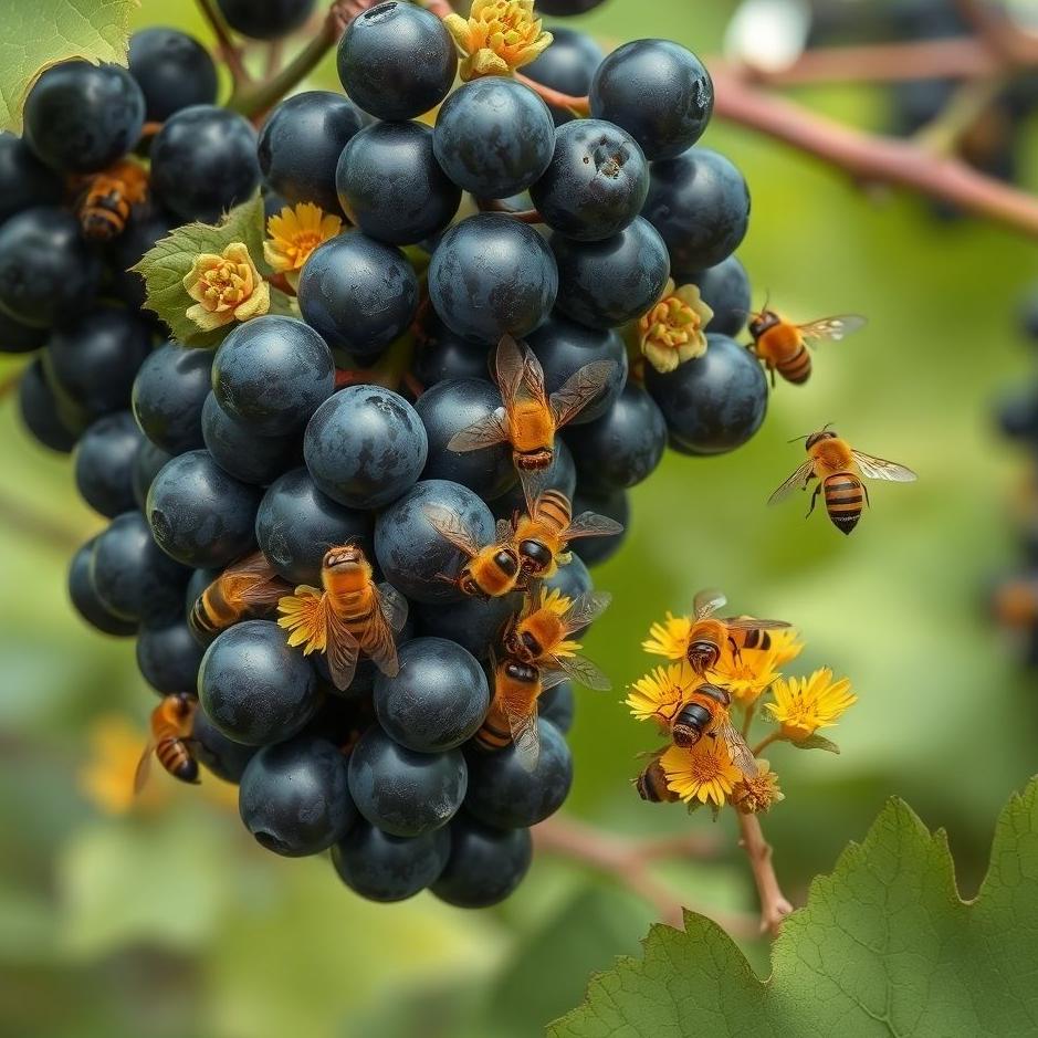 Dream : Black grapes and bees in a dream