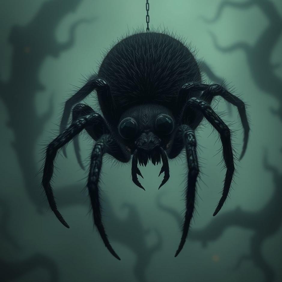 Dream : Black hairy spider in a dream