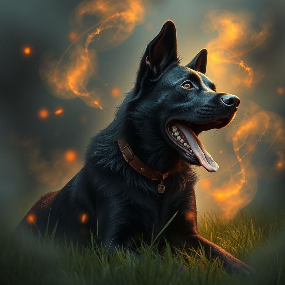 Dream : Black horny dog ​​in a dream