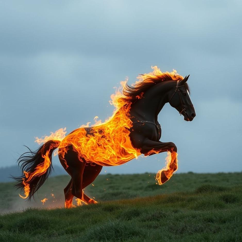 Dream : Black horse burning in a dream