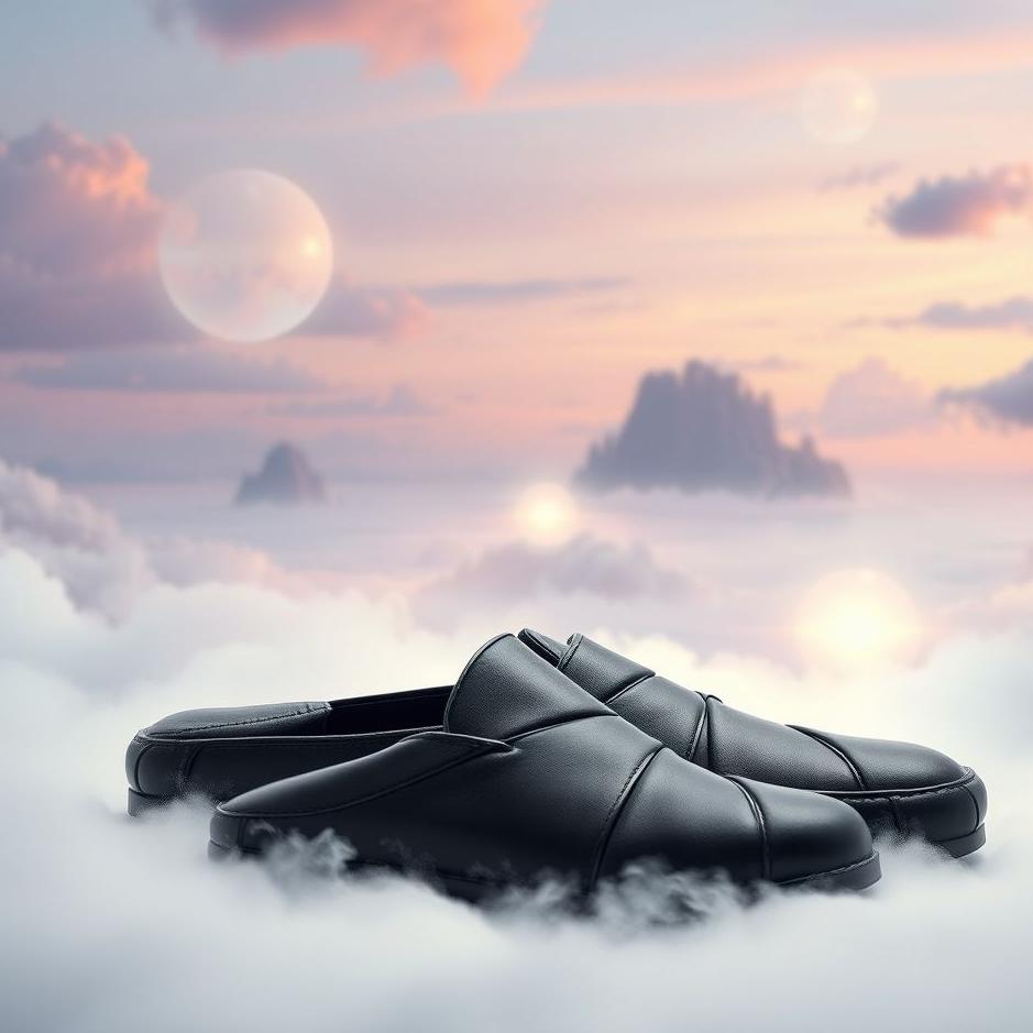 Dream : Black leather slippers in a dream