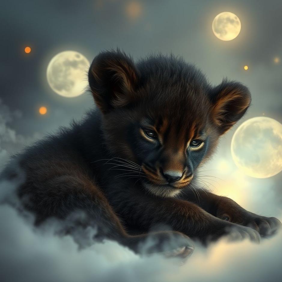 Dream : Black lion cub in a dream