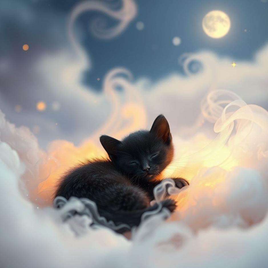 Dream : Black little cat in a dream