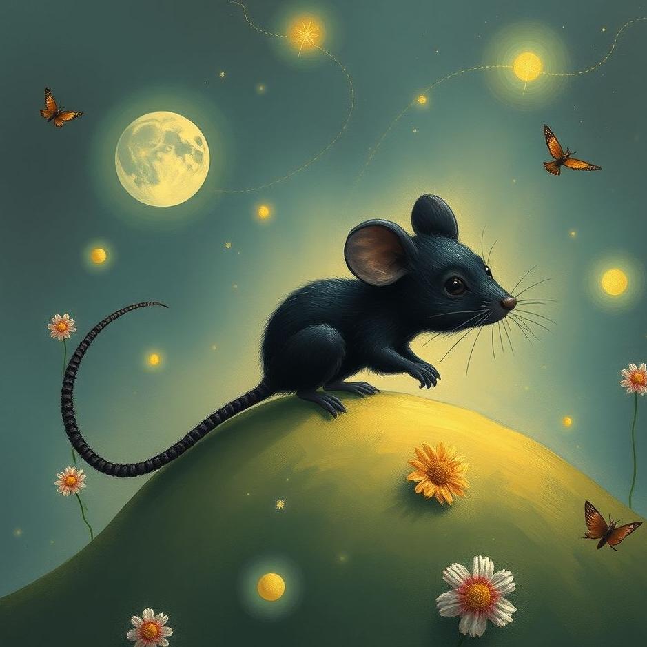 Dream : Black little mouse in a dream