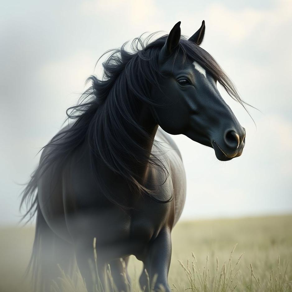 Dream : Black long-haired horse in a dream
