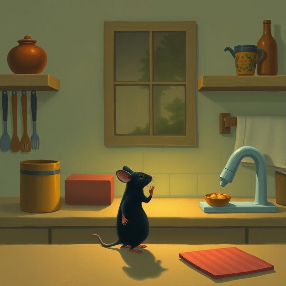 Dream : Black mouse in the kitchen in a dream