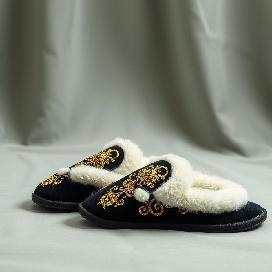 Dream : Black ornate slippers in a dream