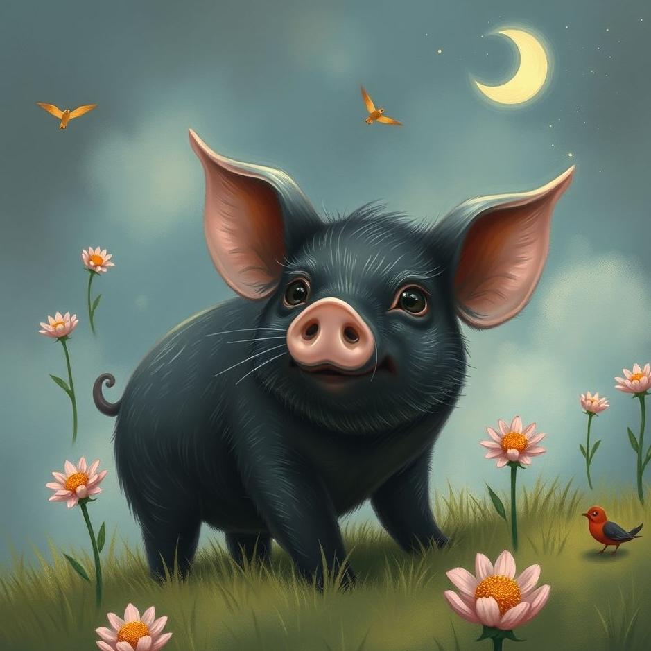 Dream : Black piglet in a dream