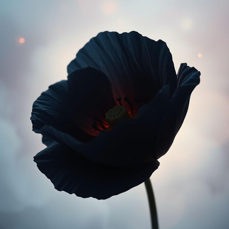 Dream : Black poppy flower in a dream