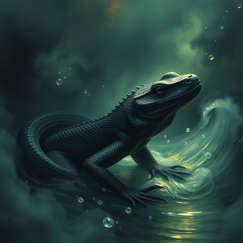 Dream : Black reptile in a dream