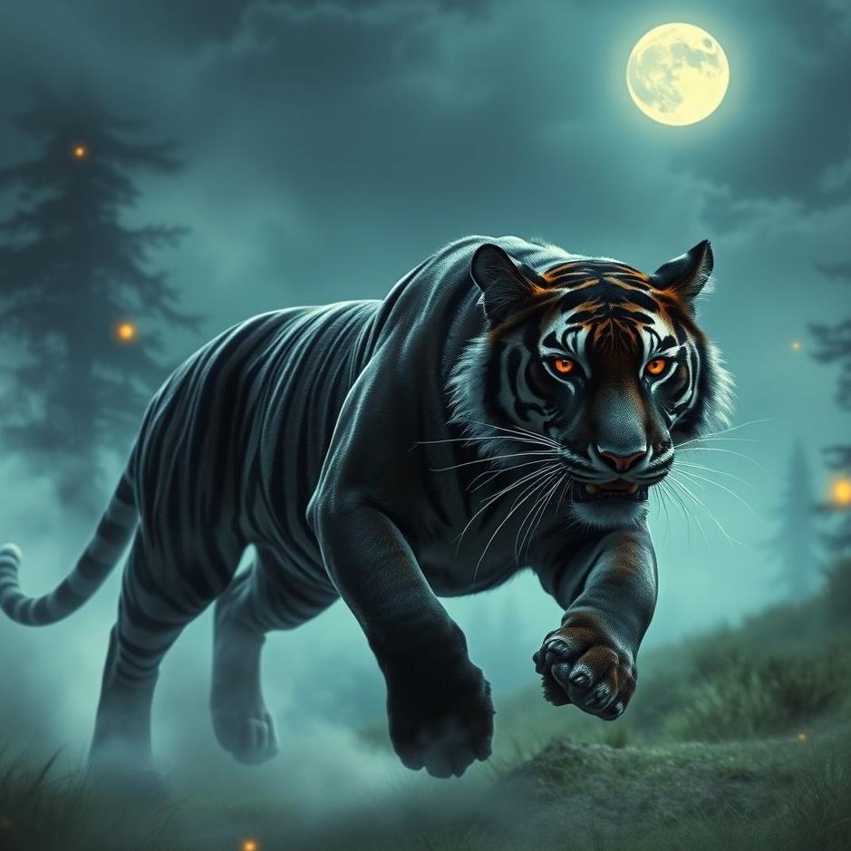 Dream : Black tiger chasing in a dream