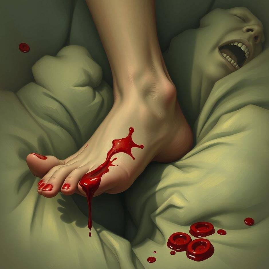 Dream : Blood on one's own foot in a dream