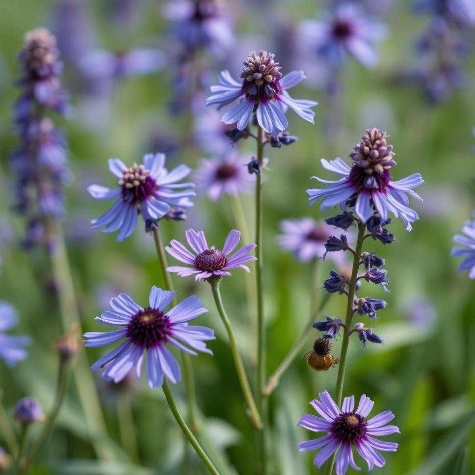 Dream : Blue and purple flowers in a dream