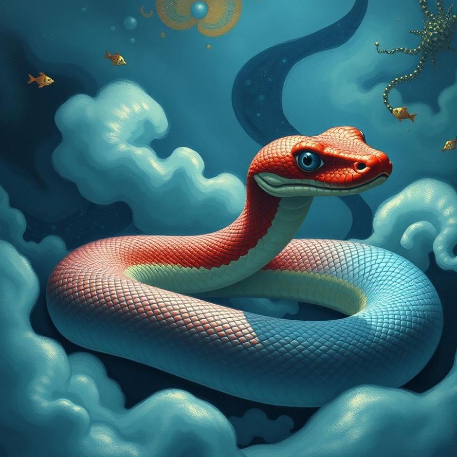 Dream : Blue and red snake in a dream