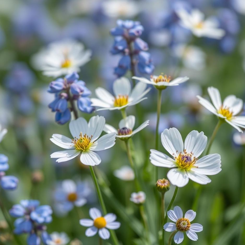 Dream : Blue and white flowers in a dream