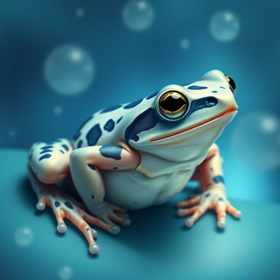 Dream : Blue and white frog in a dream