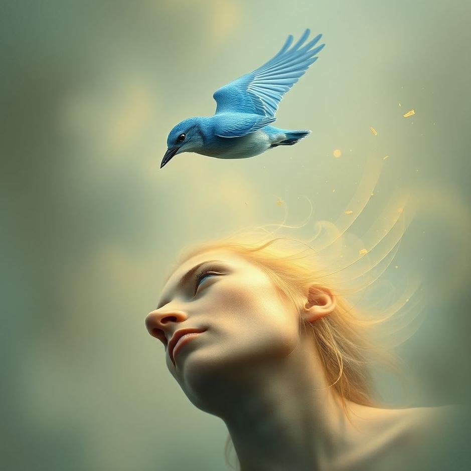 Dream : Blue bird landing on one's head in a dream