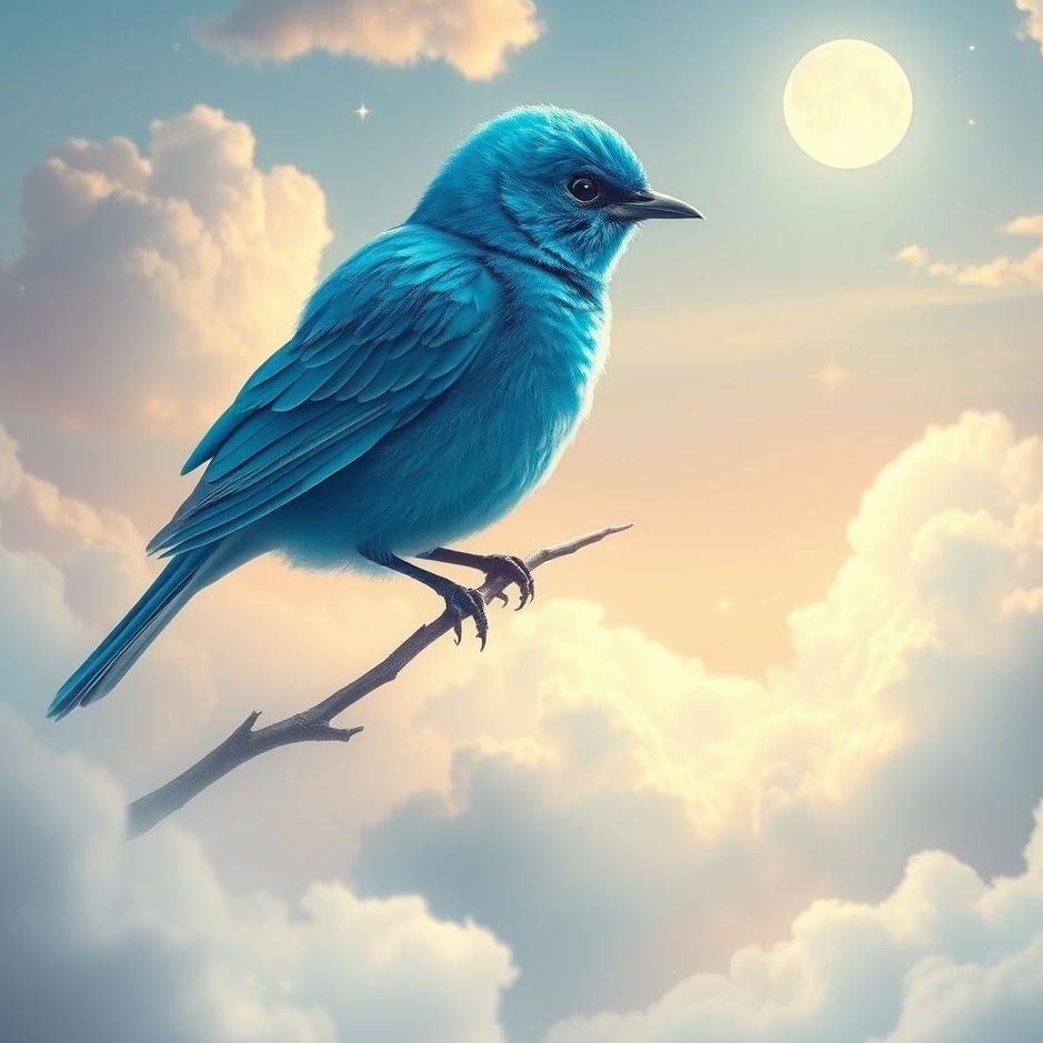 Dream : Blue bird of love in a dream