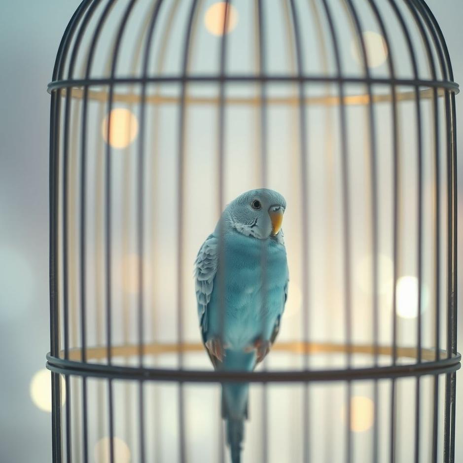 Dream : Blue budgie in a cage in a dream