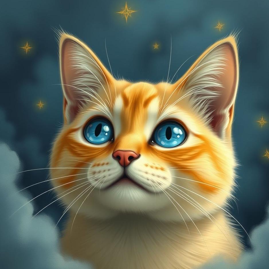 Dream : Blue-eyed yellow cat in a dream