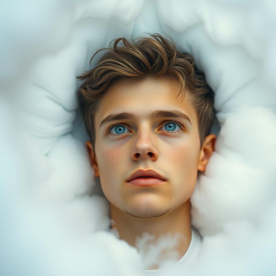 Dream : Blue-eyed young man in a dream