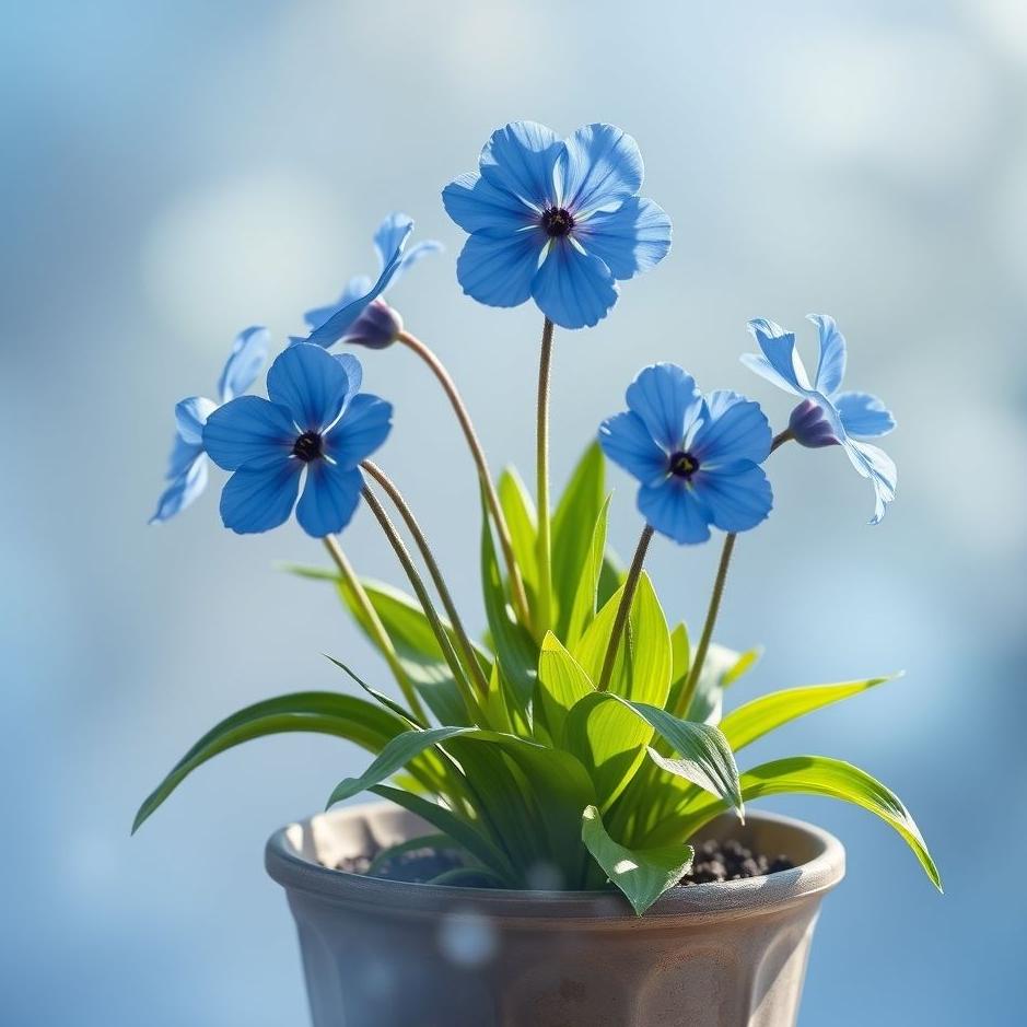 Dream : Blue flowers in a pot in a dream