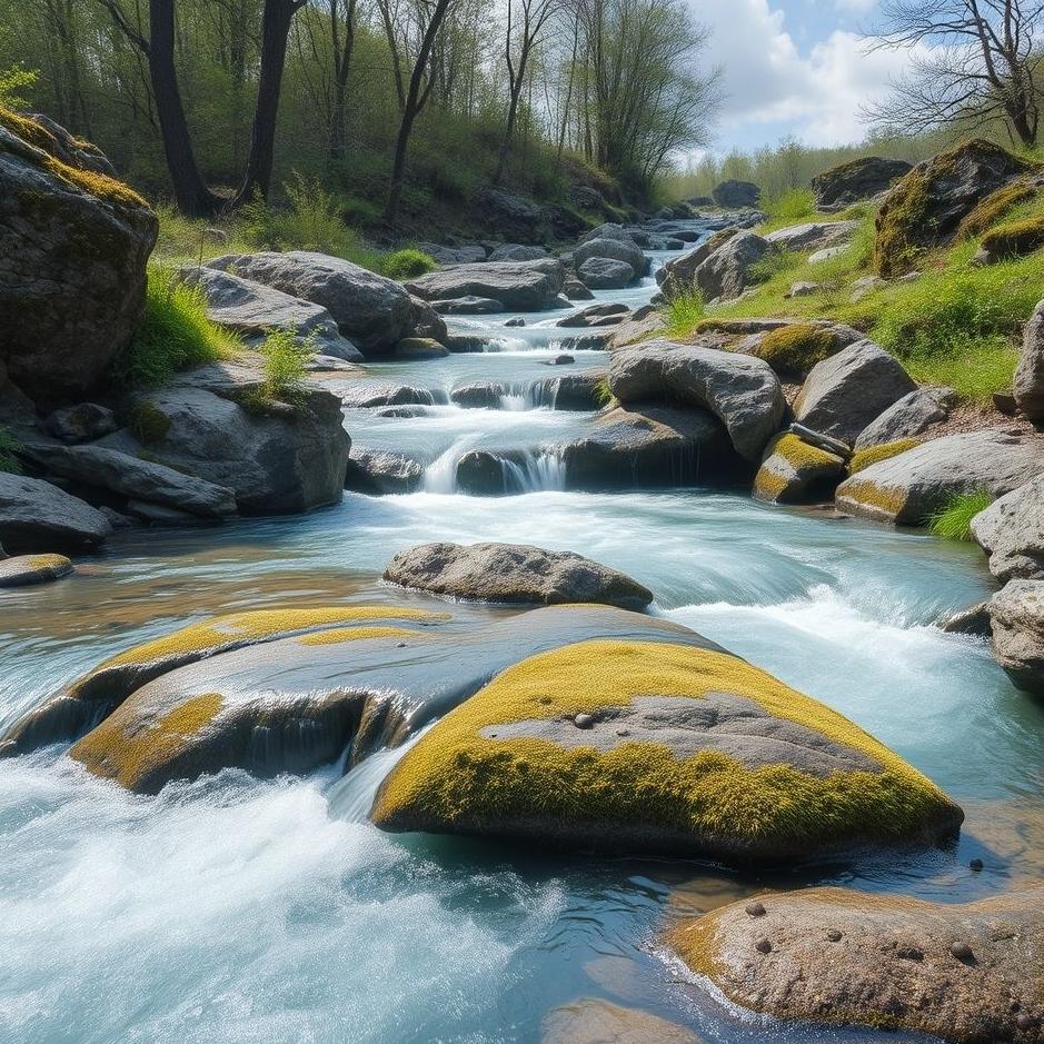 Dream : Blue flowing stream in a dream