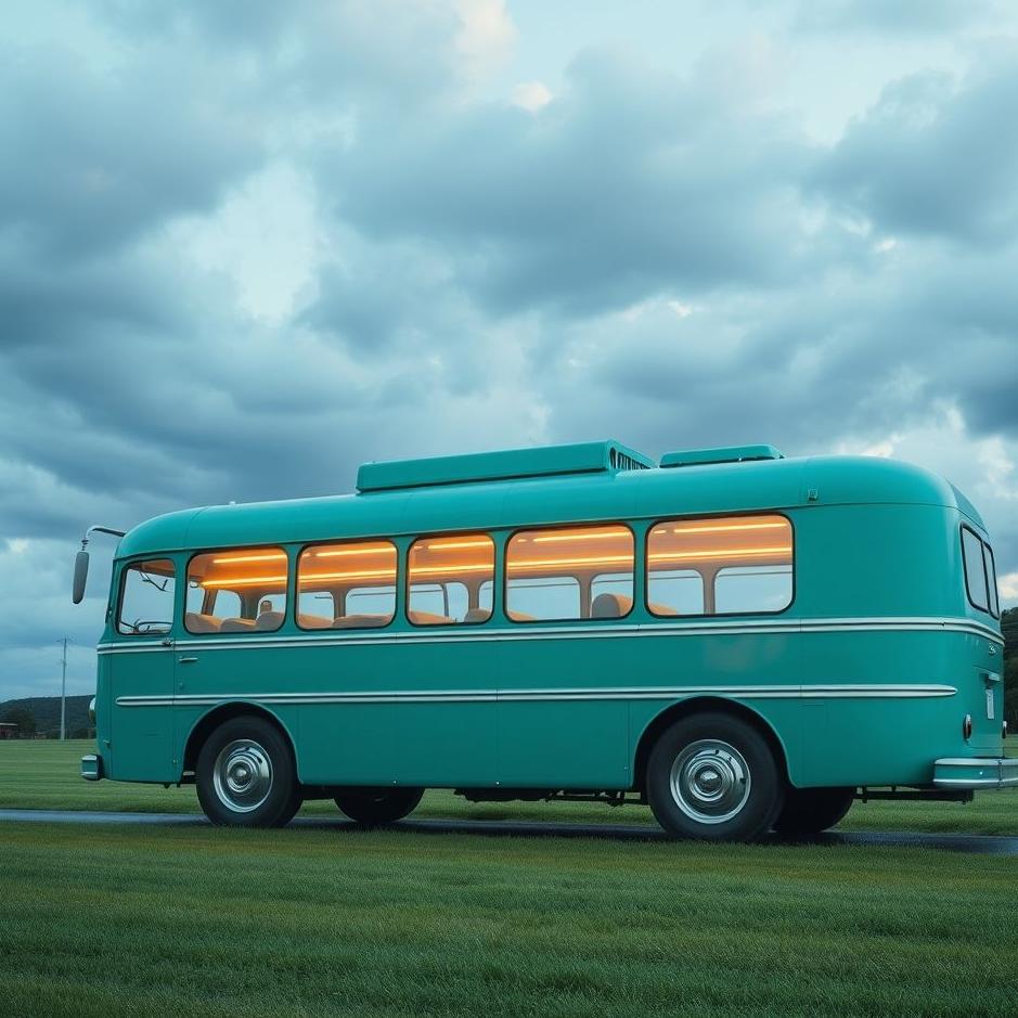 Dream : Blue green bus in a dream