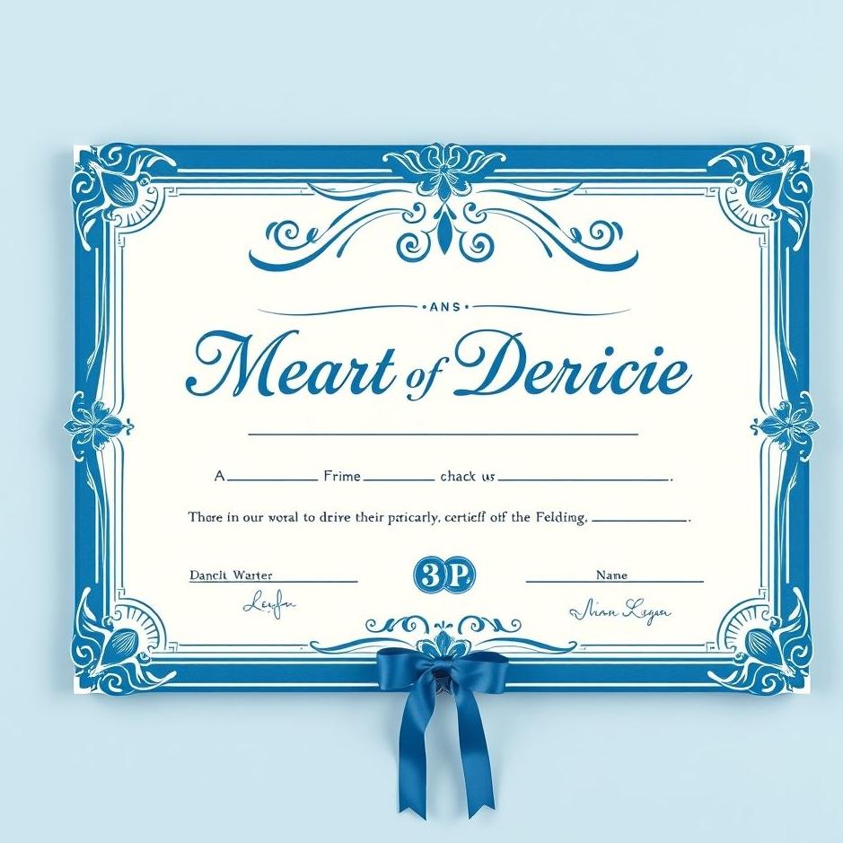 Dream : Blue marriage certificate in a dream