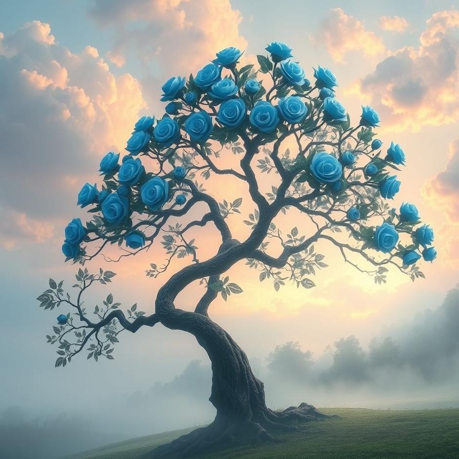 Dream : Blue rose tree in a dream