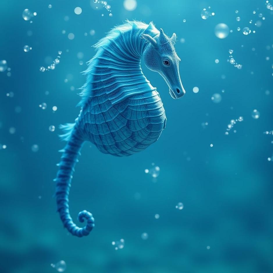 Dream : Blue sea horse in a dream
