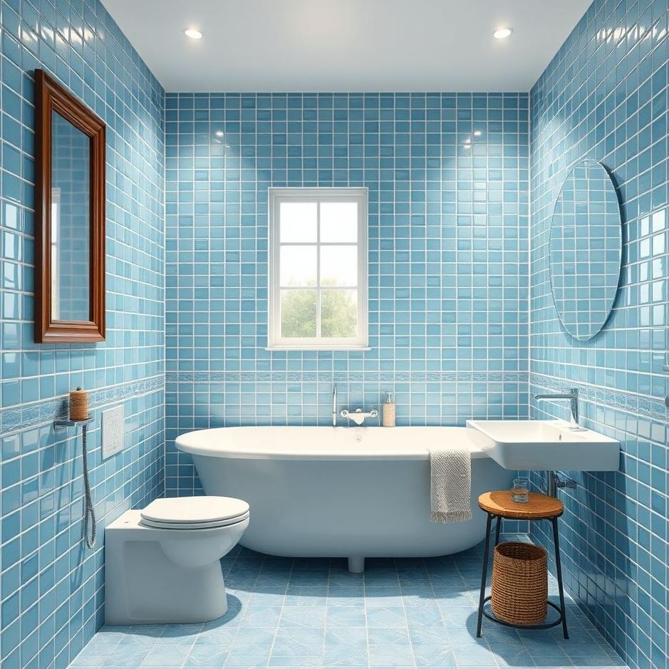 Dream : Blue tiled bathroom in a dream