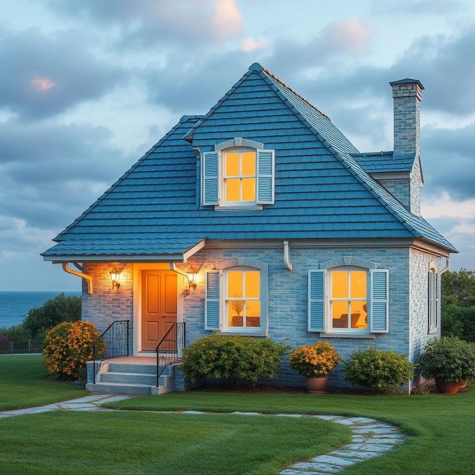 Dream : Blue tiled house in a dream