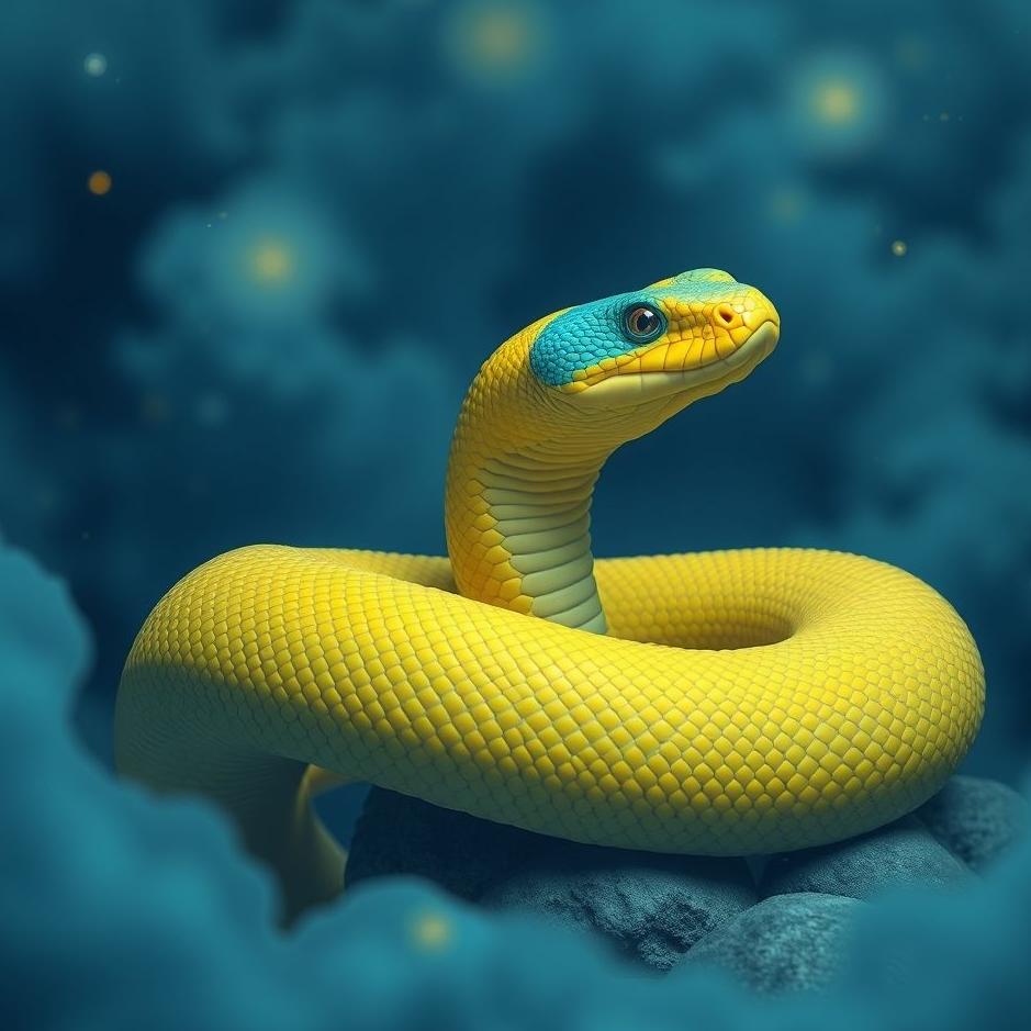 Dream : Blue yellow snake in a dream