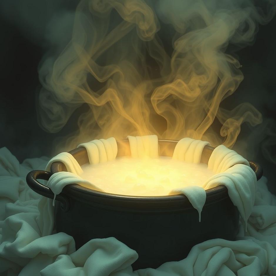 Dream : Boiling white laundry in a cauldron in a dream