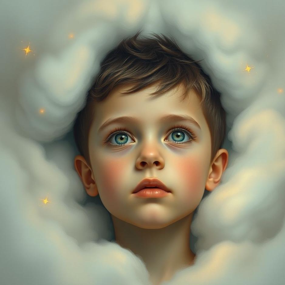 Dream : Boy with colored eyes in a dream