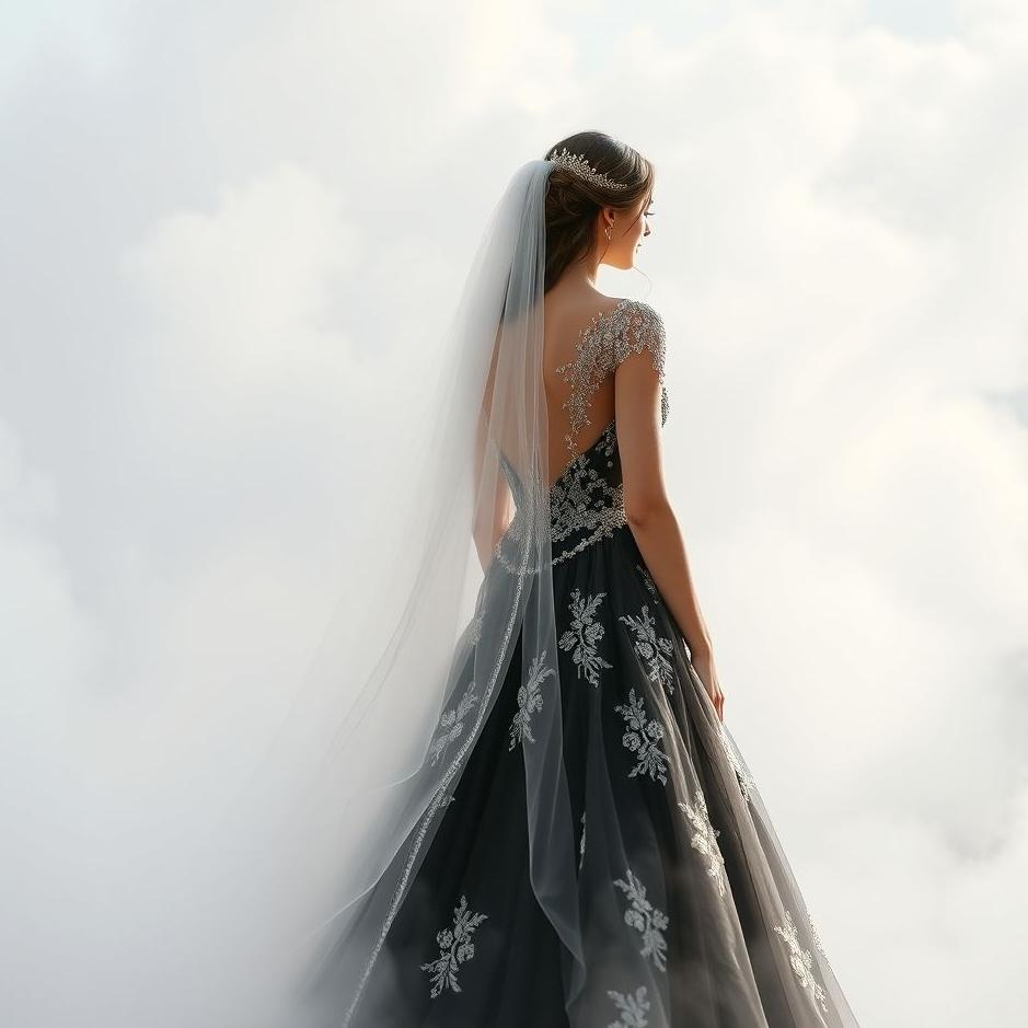 Dream : Bride in a black wedding dress in a dream
