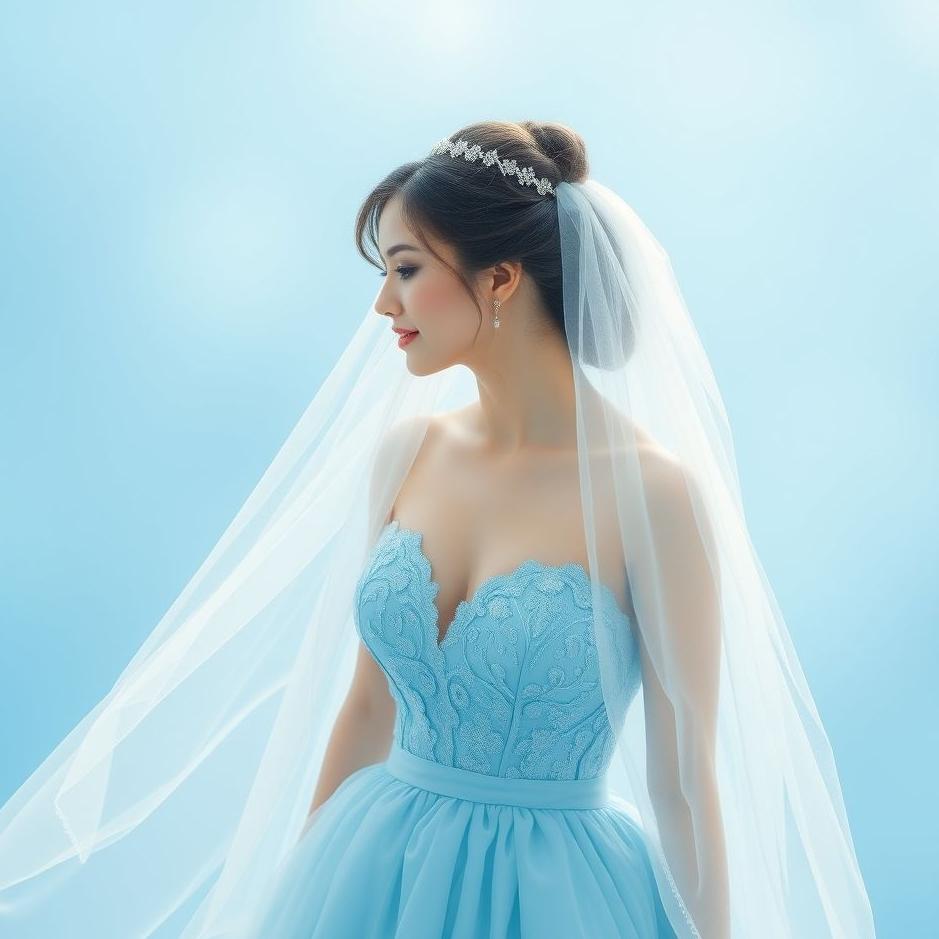 Dream : Bride in a blue dress in a dream