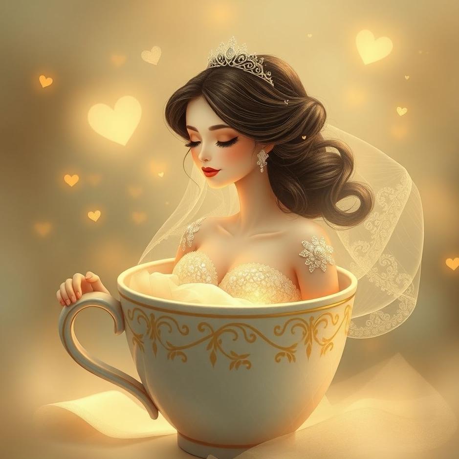 Dream : Bride in a coffee cup in a dream